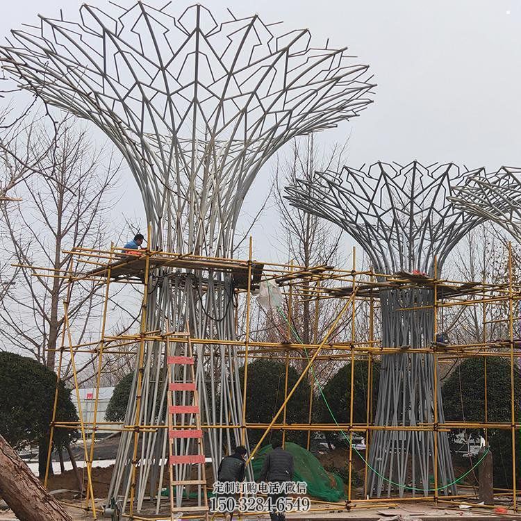 烤漆遮阳树雕塑制造商，室外软装，镂空遮阳树雕塑制作